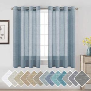imageHVERSAILTEX White Sheer Linen Curtains for Living Room 84 inches Long Bedroom Curtains 2 Panel Sets Grommet Semi Sheer Elegant Soft Light Filter Window Treatments Curtain WhiteDenim
