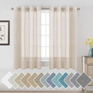 imageHVERSAILTEX White Sheer Linen Curtains for Living Room 84 inches Long Bedroom Curtains 2 Panel Sets Grommet Semi Sheer Elegant Soft Light Filter Window Treatments Curtain WhiteLinen
