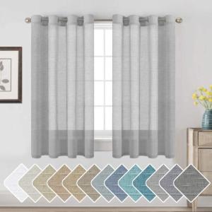 imageHVERSAILTEX White Sheer Linen Curtains for Living Room 84 inches Long Bedroom Curtains 2 Panel Sets Grommet Semi Sheer Elegant Soft Light Filter Window Treatments Curtain WhiteDove