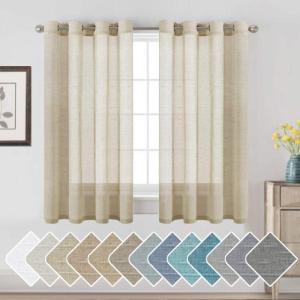 imageHVERSAILTEX White Sheer Linen Curtains for Living Room 84 inches Long Bedroom Curtains 2 Panel Sets Grommet Semi Sheer Elegant Soft Light Filter Window Treatments Curtain WhiteButter