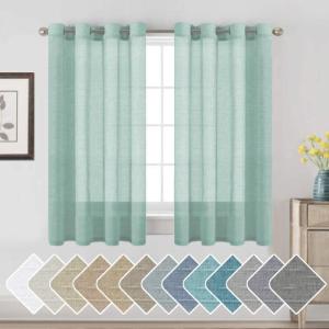 imageHVERSAILTEX White Sheer Linen Curtains for Living Room 84 inches Long Bedroom Curtains 2 Panel Sets Grommet Semi Sheer Elegant Soft Light Filter Window Treatments Curtain WhiteSea Mist