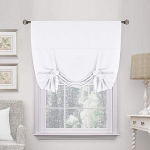 imageHVersailtex Thermal Insulated Blackout Tie Up Curtains Adjustable Window Shades for Living Room Rod Pocket 2Pack 42 x 63 Inch Long  Solid in Dove GrayPure White