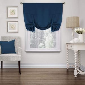imageHVersailtex Thermal Insulated Blackout Tie Up Curtains Adjustable Window Shades for Living Room Rod Pocket 2Pack 42 x 63 Inch Long  Solid in Dove GrayNavy