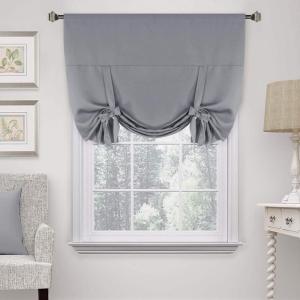imageHVersailtex Thermal Insulated Blackout Tie Up Curtains Adjustable Window Shades for Living Room Rod Pocket 2Pack 42 x 63 Inch Long  Solid in Dove GrayDove Gray
