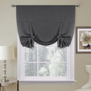 imageHVersailtex Thermal Insulated Blackout Tie Up Curtains Adjustable Window Shades for Living Room Rod Pocket 2Pack 42 x 63 Inch Long  Solid in Dove GrayCharcoal Gray