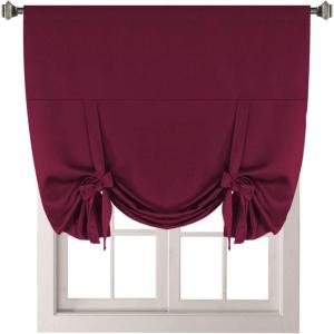imageHVersailtex Thermal Insulated Blackout Tie Up Curtains Adjustable Window Shades for Living Room Rod Pocket 2Pack 42 x 63 Inch Long  Solid in Dove GrayBurgundy