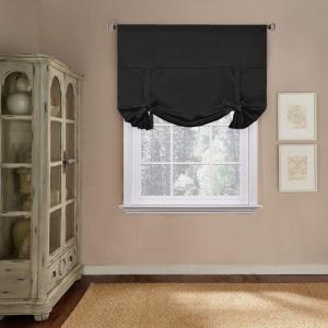 imageHVersailtex Thermal Insulated Blackout Tie Up Curtains Adjustable Window Shades for Living Room Rod Pocket 2Pack 42 x 63 Inch Long  Solid in Dove GrayJet Black