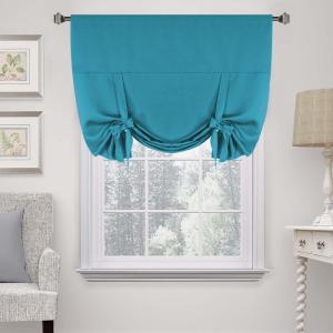 imageHVersailtex Thermal Insulated Blackout Tie Up Curtains Adjustable Window Shades for Living Room Rod Pocket 2Pack 42 x 63 Inch Long  Solid in Dove GrayTurquoise Blue