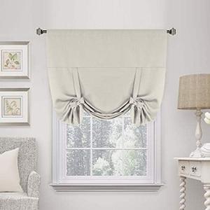imageHVersailtex Thermal Insulated Blackout Tie Up Curtains Adjustable Window Shades for Living Room Rod Pocket 2Pack 42 x 63 Inch Long  Solid in Dove GrayIvoryCream