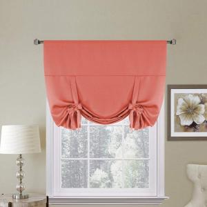 imageHVersailtex Thermal Insulated Blackout Tie Up Curtains Adjustable Window Shades for Living Room Rod Pocket 2Pack 42 x 63 Inch Long  Solid in Dove GrayCoral