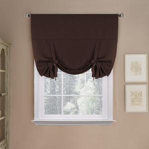 imageHVersailtex Thermal Insulated Blackout Tie Up Curtains Adjustable Window Shades for Living Room Rod Pocket 2Pack 42 x 63 Inch Long  Solid in Dove GrayChocolate Brown