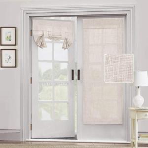 imageNatural Linen Blended Door Curtain  Privacy French Light Filgtering Tricia Window Door Curtain for Patio Door Sidelight Glass Door Blind Tie Up Shade 26 x 68 inches 1 Panel AngoraNatural