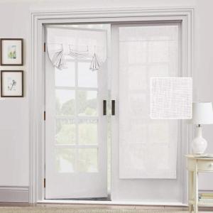 imageNatural Linen Blended Door Curtain  Privacy French Light Filgtering Tricia Window Door Curtain for Patio Door Sidelight Glass Door Blind Tie Up Shade 26 x 68 inches 1 Panel AngoraWhite