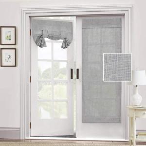 imageNatural Linen Blended Door Curtain  Privacy French Light Filgtering Tricia Window Door Curtain for Patio Door Sidelight Glass Door Blind Tie Up Shade 26 x 68 inches 1 Panel AngoraDove Grey