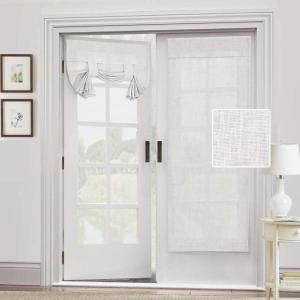 imageNatural Linen Blended Door Curtain  Privacy French Light Filgtering Tricia Window Door Curtain for Patio Door Sidelight Glass Door Blind Tie Up Shade 26 x 68 inches 1 Panel AngoraOff White