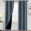 imageHVERSAILTEX 100 Blackout Curtains for Bedroom Thermal Insulated Blackout Curtains 84 inch Length Full Light Blocking Curtains for Living Room with Black Liner 2 Panels Set Greyish WhiteStone Blue