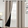 imageHVERSAILTEX 100 Blackout Curtains for Bedroom Thermal Insulated Blackout Curtains 84 inch Length Full Light Blocking Curtains for Living Room with Black Liner 2 Panels Set BurgundyNatural Sand