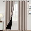 imageHVERSAILTEX 100 Blackout Curtains for Bedroom Thermal Insulated Blackout Curtains 84 inch Length Full Light Blocking Curtains for Living Room with Black Liner 2 Panels Set BurgundyNatural Sand