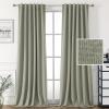 imageHVERSAILTEX 100 Blackout Linen Curtains for Bedroom 96 inch Light Blocking Drapes with Double Face Linen Back Tab Loop Pocket Textured Burlap Curtains for Living Room 2 Panels Heather Off WhiteHeather Sage
