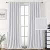 imageHVERSAILTEX 100 Blackout Linen Curtains for Bedroom 96 inch Light Blocking Drapes with Double Face Linen Back Tab Loop Pocket Textured Burlap Curtains for Living Room 2 Panels Heather Off WhiteHeather White