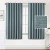 imageHVERSAILTEX 100 Blackout Linen Curtains for Bedroom 96 inch Light Blocking Drapes with Double Face Linen Back Tab Loop Pocket Textured Burlap Curtains for Living Room 2 Panels Heather Off WhiteHeather Stone Blue