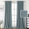 imageHVERSAILTEX 100 Blackout Linen Curtains for Bedroom 96 inch Light Blocking Drapes with Double Face Linen Back Tab Loop Pocket Textured Burlap Curtains for Living Room 2 Panels Heather Off WhiteHeather Stone Blue