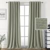 imageHVERSAILTEX 100 Blackout Linen Curtains for Bedroom 96 inch Light Blocking Drapes with Double Face Linen Back Tab Loop Pocket Textured Burlap Curtains for Living Room 2 Panels Heather Off WhiteHeather Sage