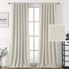 imageHVERSAILTEX 100 Blackout Linen Curtains for Bedroom 96 inch Light Blocking Drapes with Double Face Linen Back Tab Loop Pocket Textured Burlap Curtains for Living Room 2 Panels Heather Off WhiteHeather Ivory