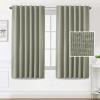 imageHVERSAILTEX 100 Blackout Linen Curtains for Bedroom 96 inch Light Blocking Drapes with Double Face Linen Back Tab Loop Pocket Textured Burlap Curtains for Living Room 2 Panels Heather Off WhiteHeather Sage