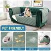 imageHVERSAILTEX 100 Waterproof Couch Cover for 3 Cushion Couch Traditional Chesterfield Sofa Cover for Dogs Furniture Protector Cover with with Extra Long Armrest Cover for Pet CatSofa GreyBeigeLily PadBeige