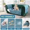 imageHVERSAILTEX 100 Waterproof Couch Cover for 3 Cushion Couch Traditional Chesterfield Sofa Cover for Dogs Furniture Protector Cover with with Extra Long Armrest Cover for Pet CatSofa GreyBeigeSmoke BlueBeige