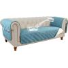 imageHVERSAILTEX 100 Waterproof Couch Cover for 3 Cushion Couch Traditional Chesterfield Sofa Cover for Dogs Furniture Protector Cover with with Extra Long Armrest Cover for Pet CatSofa GreyBeigeSmoke BlueBeige