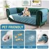 imageHVERSAILTEX 100 Waterproof Couch Cover for 3 Cushion Couch Traditional Chesterfield Sofa Cover for Dogs Furniture Protector Cover with with Extra Long Armrest Cover for Pet CatSofa GreyBeigeSmoke BlueBeige