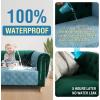imageHVERSAILTEX 100 Waterproof Couch Cover for 3 Cushion Couch Traditional Chesterfield Sofa Cover for Dogs Furniture Protector Cover with with Extra Long Armrest Cover for Pet CatSofa GreyBeigeSmoke BlueBeige