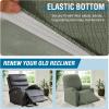 imageHVERSAILTEX 100 Waterproof Stretch Recliner Cover Electric Power Lift Recliner Chair Cover for Elderly People with Side Pocket Soft Thick Jacquard Medium Stone BlueSea Grass
