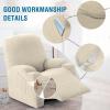 imageHVERSAILTEX 100 Waterproof Stretch Recliner Cover Electric Power Lift Recliner Chair Cover for Elderly People with Side Pocket Soft Thick Jacquard Medium Stone BlueIvory