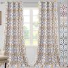 imageHVERSAILTEX Blackout Curtains Printed Design 84 Inch Length 2 Panels Set Thermal Insulated Curtains for Bedroom Living Room Geometric Modern Grommet Window Drapes  Taupe and BrownMustard  Gray