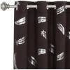 imageHVERSAILTEX Blackout Curtains for Bedroom Foil Print Twig Tree Branch Thermal Insulated Grommet Curtain Drapes Light Blocking Thick Soft Window Curtains for Living 52 x 84 Inch 2 Panels SageFoil Feather in Brown
