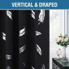 imageHVERSAILTEX Blackout Curtains for Bedroom Foil Print Twig Tree Branch Thermal Insulated Grommet Curtain Drapes Light Blocking Thick Soft Window Curtains for Living 52 x 84 Inch 2 Panels SageFoil Feather in Black