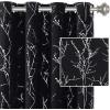 imageHVERSAILTEX Blackout Curtains for Bedroom Foil Print Twig Tree Branch Thermal Insulated Grommet Curtain Drapes Light Blocking Thick Soft Window Curtains for Living 52 x 84 Inch 2 Panels SageJet Black