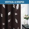 imageHVERSAILTEX Blackout Curtains for Bedroom Foil Print Twig Tree Branch Thermal Insulated Grommet Curtain Drapes Light Blocking Thick Soft Window Curtains for Living 52 x 84 Inch 2 Panels SageFoil Feather in Brown