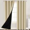 imageHVERSAILTEX Blackout Curtains for Windows Super HeavyDuty Lined Darkness Drapes for Bedroom Privacy Assured Window Treatment for Patio Pack of 2 52 x 108 inch White Front with White LinerWheat