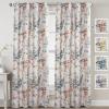 imageHVERSAILTEX Blackout Linen Curtains 84 inch Length 2 Panels Thick Light Blocking Curtain Thermal Insulated Window Drapes for Bedroom Rustic Farmhouse Curtains for Living Room  Heather Light TaupeFloral in GreyCoral