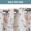 imageHVERSAILTEX Blackout Linen Curtains 84 inch Length 2 Panels Thick Light Blocking Curtain Thermal Insulated Window Drapes for Bedroom Rustic Farmhouse Curtains for Living Room  Heather Light TaupeFloral in GreyCoral