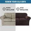 imageHVERSAILTEX Modern Velvet Plush 4 Piece High Stretch Sofa Slipcover Sofa Cover Furniture Protector Form Fit Thick Velvet Sofa Cover for 3 Cushion Couch Width Up to 90 Inch Sofa Bronze BrownBrown