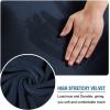 imageHVERSAILTEX Modern Velvet Plush 4 Piece High Stretch Sofa Slipcover Sofa Cover Furniture Protector Form Fit Thick Velvet Sofa Cover for 3 Cushion Couch Width Up to 90 Inch Sofa Bronze BrownNavy