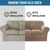 imageHVERSAILTEX Modern Velvet Plush 4 Piece High Stretch Sofa Slipcover Sofa Cover Furniture Protector Form Fit Thick Velvet Sofa Cover for 3 Cushion Couch Width Up to 90 Inch Sofa Bronze BrownCamel