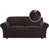 imageHVERSAILTEX Modern Velvet Plush 4 Piece High Stretch Sofa Slipcover Sofa Cover Furniture Protector Form Fit Thick Velvet Sofa Cover for 3 Cushion Couch Width Up to 90 Inch Sofa Bronze BrownBrown