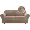 imageHVERSAILTEX Modern Velvet Plush 4 Piece High Stretch Sofa Slipcover Sofa Cover Furniture Protector Form Fit Thick Velvet Sofa Cover for 3 Cushion Couch Width Up to 90 Inch Sofa Bronze BrownCamel
