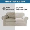imageHVERSAILTEX Modern Velvet Plush 4 Piece High Stretch Sofa Slipcover Sofa Cover Furniture Protector Form Fit Thick Velvet Sofa Cover for 3 Cushion Couch Width Up to 90 Inch Sofa Bronze BrownOatmeal